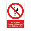 Bitte keine Zigarettenkippen auf den Boden werfen