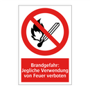 Brandgefahr: Jegliche Verwendung von Feuer verboten