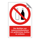 Das Befüllen von Lebensmittelbehältern mit gefährlichen Stoffen ist verboten