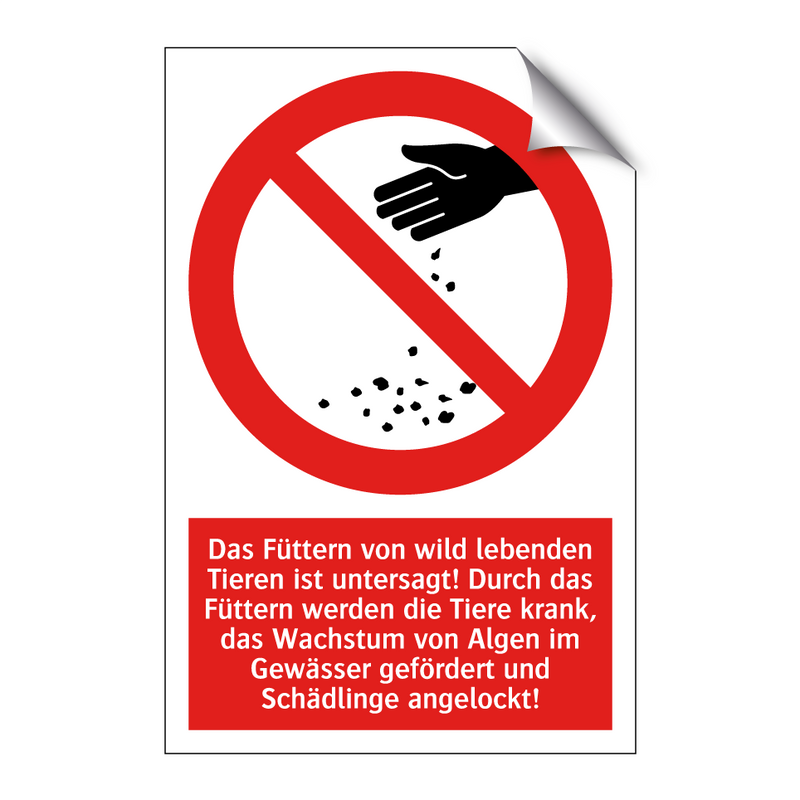 Das Füttern von wild lebenden Tieren ist untersagt! Durch das Füttern werden die Tiere krank, das Wachstum von Algen im Gewässer gefördert und Schädlinge angelockt!