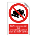 Das Treppenhaus darf aus Evakuierungsgründen nicht blockiert werden