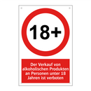 Der Verkauf von alkoholischen Produkten an Personen unter 18 Jahren ist verboten