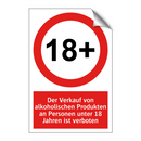 Der Verkauf von alkoholischen Produkten an Personen unter 18 Jahren ist verboten