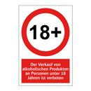 Der Verkauf von alkoholischen Produkten an Personen unter 18 Jahren ist verboten