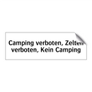 Camping verboten, Zelten verboten, Kein Camping