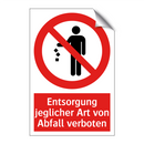 Entsorgung jeglicher Art von Abfall verboten