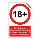 Es ist illegal, alkoholische Produkte an Personen unter 18 Jahren zu verkaufen