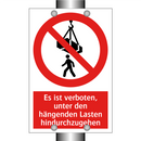 Es ist verboten, unter den hängenden Lasten hindurchzugehen