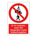 Es ist verboten, unter den hängenden Lasten hindurchzugehen