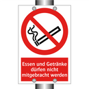Essen und Getränke dürfen nicht mitgebracht werden