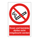 Essen und Getränke dürfen nicht mitgebracht werden