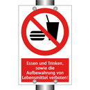 Essen und Trinken, sowie die Aufbewahrung von Lebensmittel verboten!