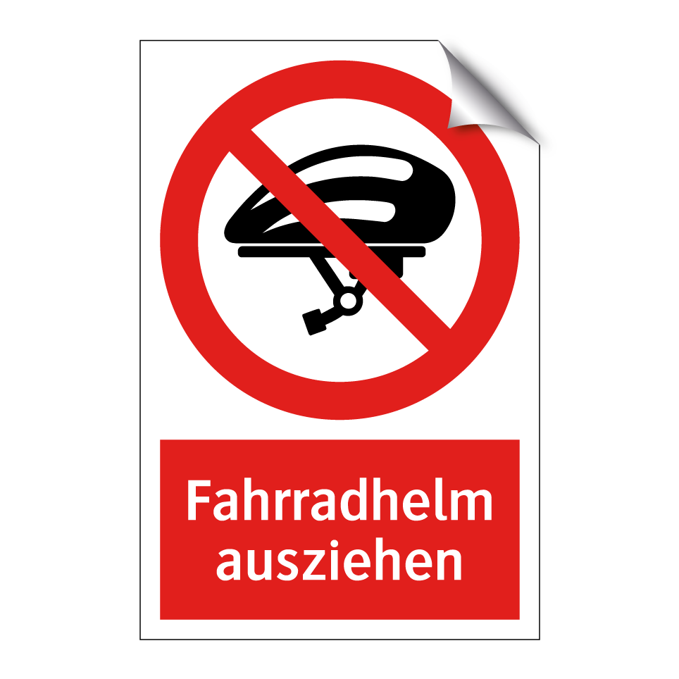 fahrradhelm sticker Kauf Fahrradhelm ausziehen schild | SignOnline