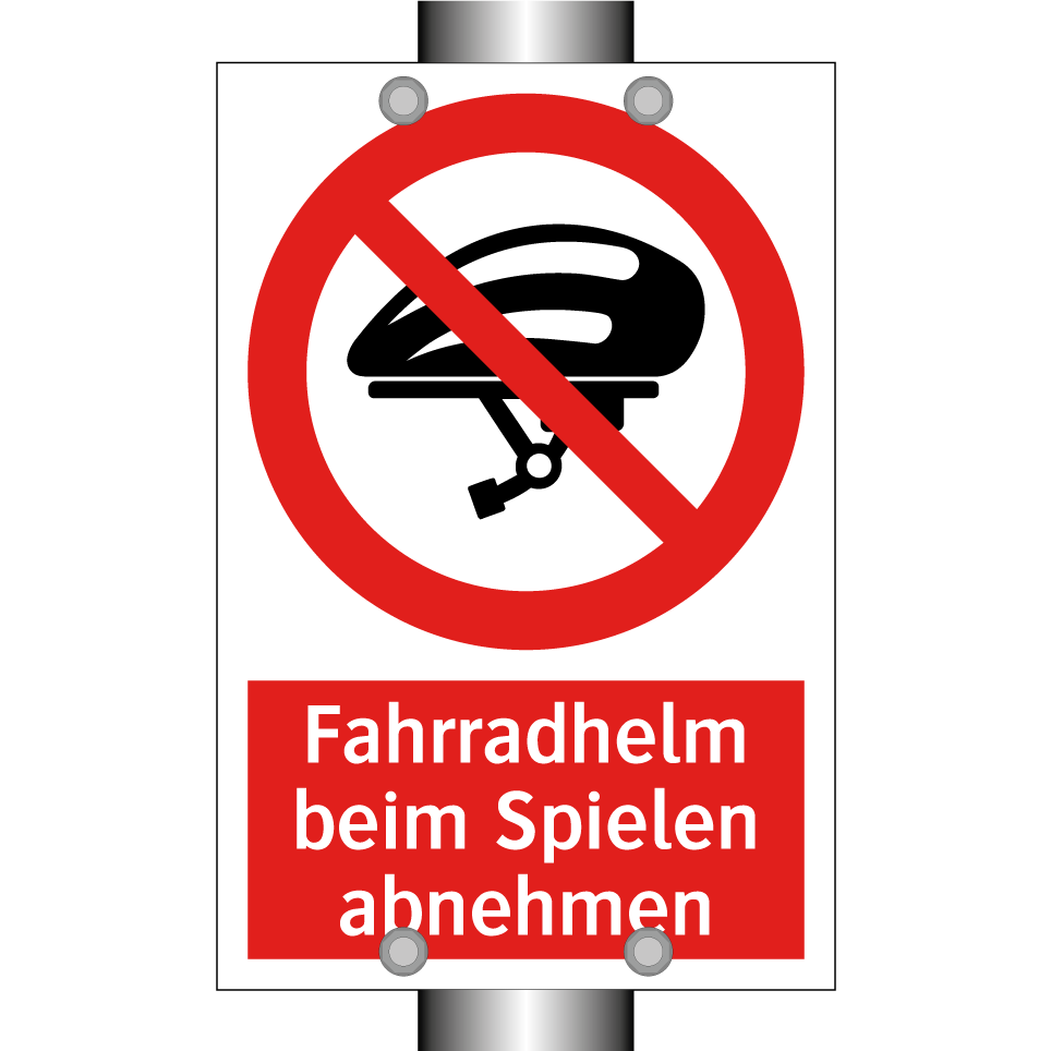 Kauf Fahrradhelm beim Spielen abnehmen schild | SignOnline
