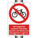 Fahrradparken verboten Fahrräder werden auf Risiko des Eigentümers entfernt