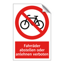 Fahrräder abstellen oder anlehnen verboten
