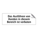 Das Ausführen von Hunden in diesem Bereich ist verboten