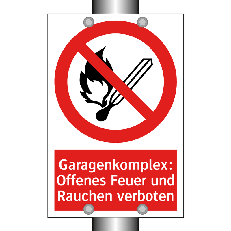 Garagenkomplex: Offenes Feuer und Rauchen verboten