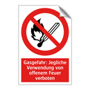 Gasgefahr: Jegliche Verwendung von offenem Feuer verboten