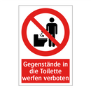 Gegenstände in die Toilette werfen verboten