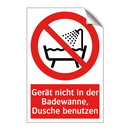 Gerät nicht in der Badewanne, Dusche benutzen