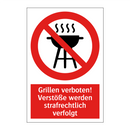 Grillen verboten! Verstöße werden strafrechtlich verfolgt