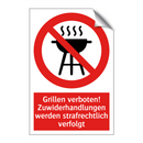 Grillen verboten! Zuwiderhandlungen werden strafrechtlich verfolgt