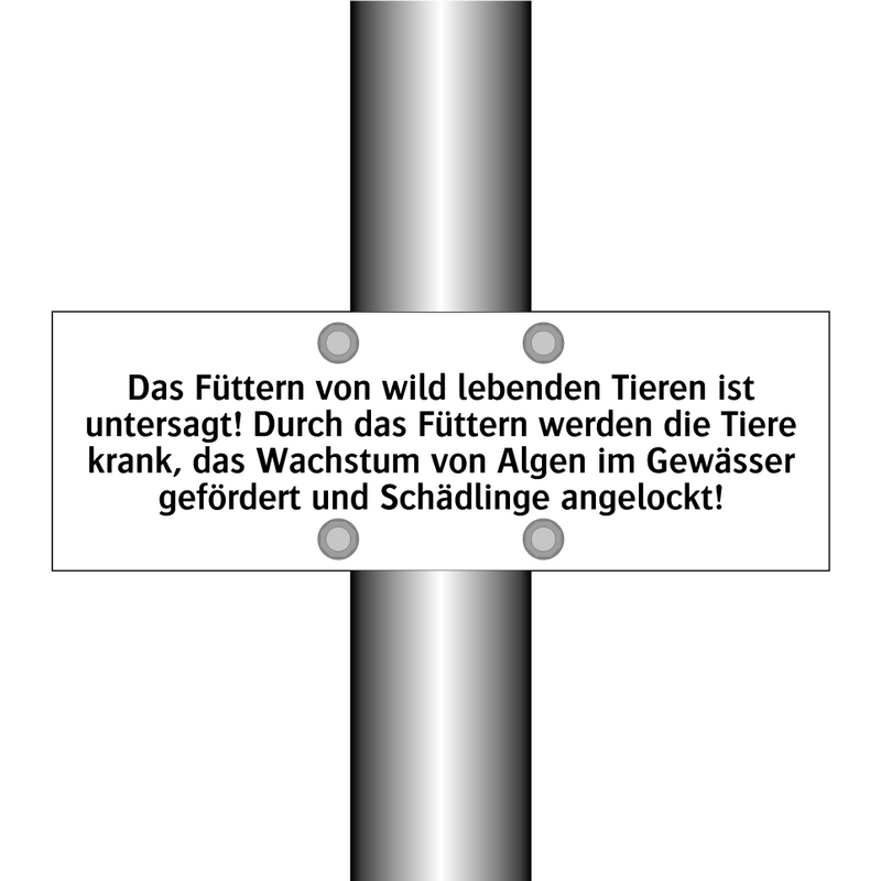 Das Füttern von wild lebenden Tieren ist untersagt! Durch das Füttern werden die Tiere krank, das Wachstum von Algen im Gewässer gefördert und Schädlinge angelockt!