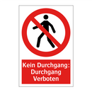 Kein Durchgang: Durchgang Verboten