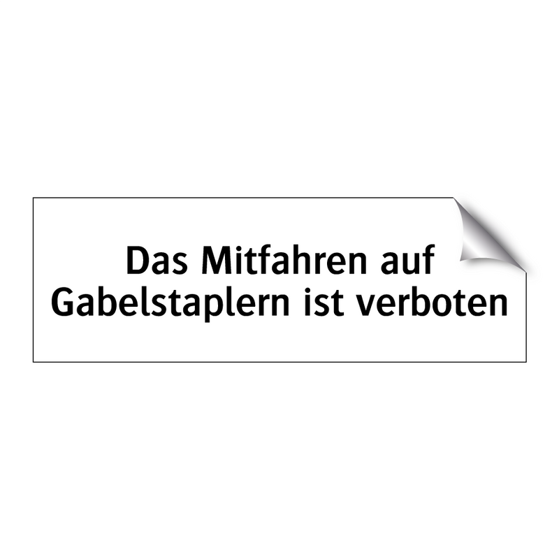 Das Mitfahren auf Gabelstaplern ist verboten