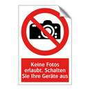 Keine Fotos erlaubt. Schalten Sie Ihre Geräte aus