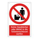 Keine Handtücher oder Abfall in die Toilettenschüssel werfen