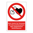 Keln Zutritt für Personen mit Herzschrittmachem oder Implantierten Defibrillatoren