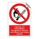 Lagerung von entzündbaren Flüssigkeiten: Rauchen und offenes Feuer streng verboten