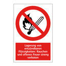 Lagerung von entzündbaren Flüssigkeiten: Rauchen und offenes Feuer streng verboten