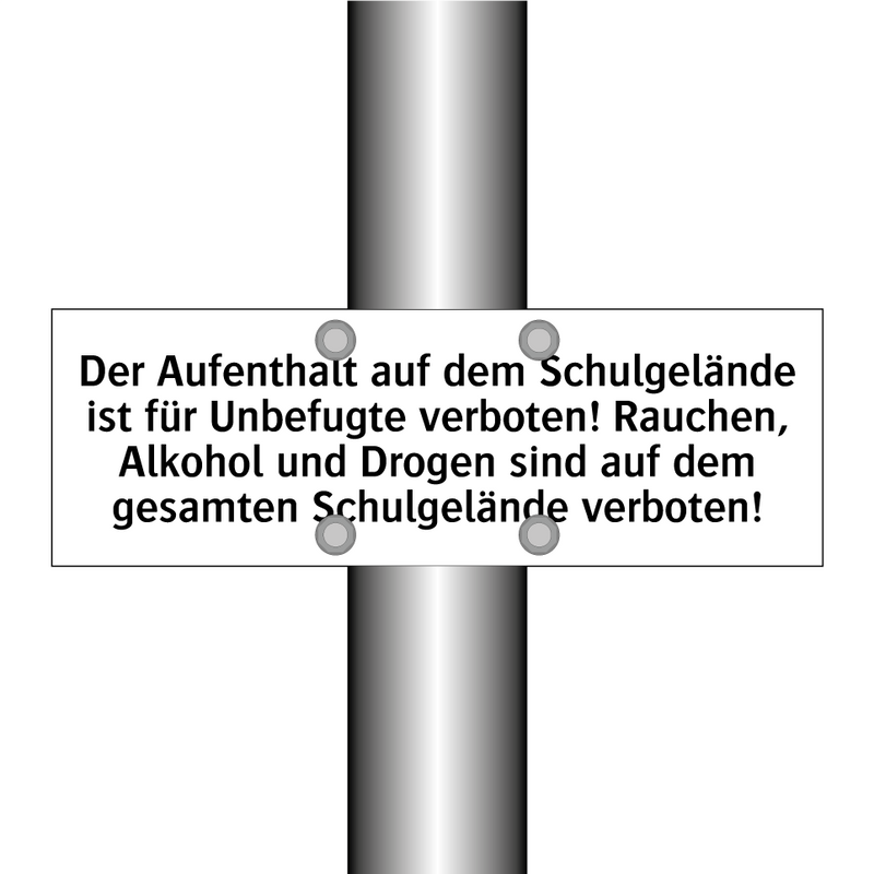 Der Aufenthalt auf dem Schulgelände ist für Unbefugte verboten! Rauchen, Alkohol und Drogen sind auf dem gesamten Schulgelände verboten!