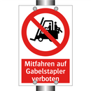 Mitfahren auf Gabelstapler verboten