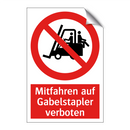 Mitfahren auf Gabelstapler verboten