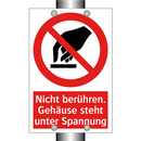 Nicht berühren. Gehäuse steht unter Spannung