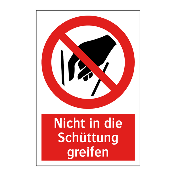 Nicht in die Schüttung greifen