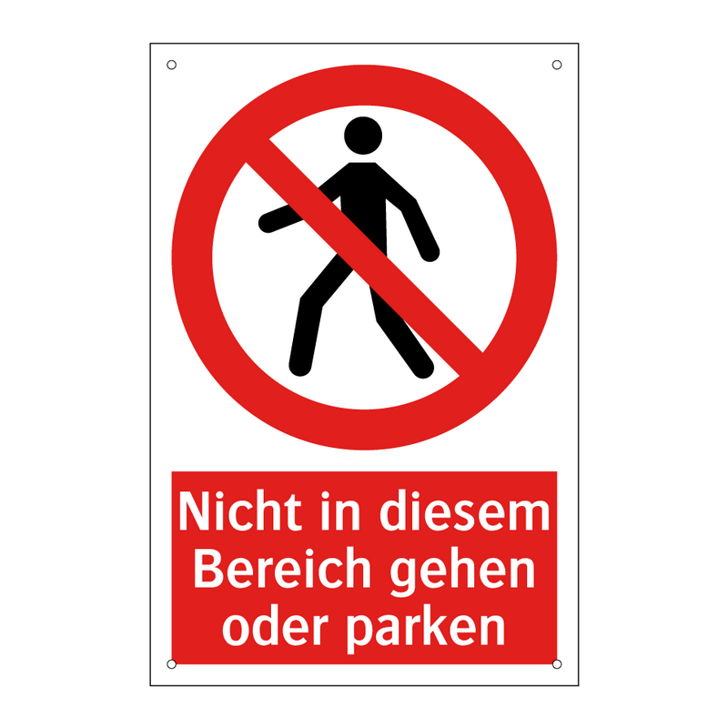 Nicht in diesem Bereich gehen oder parken