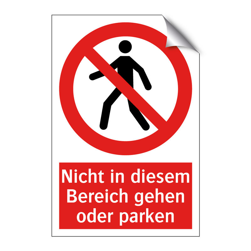 Nicht in diesem Bereich gehen oder parken