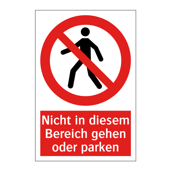 Nicht in diesem Bereich gehen oder parken