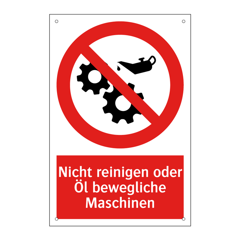 Nicht reinigen oder Öl bewegliche Maschinen