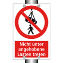 Nicht unter angehobene Lasten treten