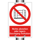 Nichts abstellen oder lagern. Durchgang freihalten