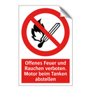Offenes Feuer und Rauchen verboten. Motor beim Tanken abstellen