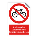 Parken oder Anlehnen von Fahrrädern verboten