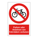 Parken oder Anlehnen von Fahrrädern verboten
