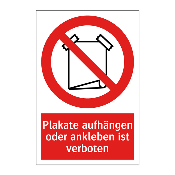 Plakate aufhängen oder ankleben ist verboten